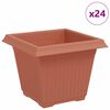 vidaXL Квадратна цветна саксия 24 pcs Червено тухла 20 x 20 x 16 см