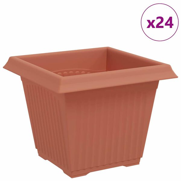 vidaXL Квадратна цветна саксия 24 pcs Червено тухла 20 x 20 x 16 см