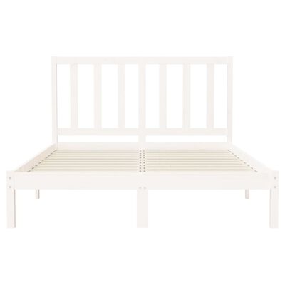 vidaXL Рамка за легло, бяла, дърво масив, 120x200 см