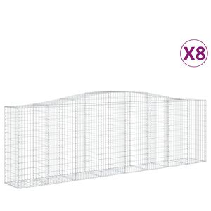 vidaXL Габионни кошници арка 8 бр 400x50x120/140 см поцинковано желязо