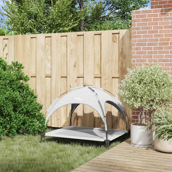 vidaXL Кучешко легло Сребристо сиво 104 x 86 x 84,5 см Стомана