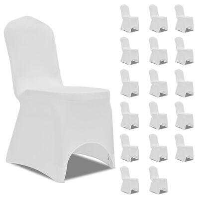 vidaXL Калъфи за столове, разтегателни, бели, 18 бр