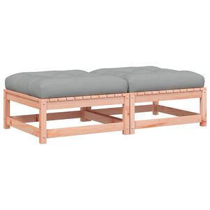 vidaXL Градински табуретки с възглавници, 2 бр, дугласко дърво масив