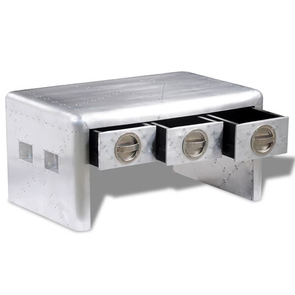 vidaXL Авиаторна маса за кафе с 3 чекмеджета, стил ретро самолет