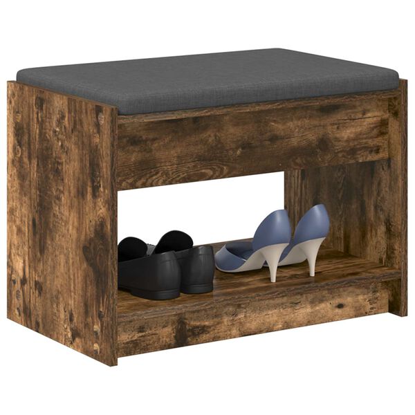 vidaXL Пейка за коридор с възглавница Пушена Дъб 63 x 38 x 45 см