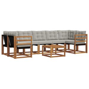 vidaXL Комплект дивани за открито 8 pcs Естествено и светло сиво