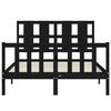 vidaXL Рамка за легло с табла черна Double масивно дърво