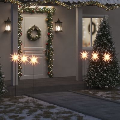 vidaXL Коледни лампи с шипове, 3 бр, LED, сгъваеми,бяла, 35 см