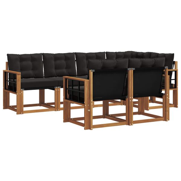 vidaXL Комплект дивани за открито 7 pcs Естествено и черно