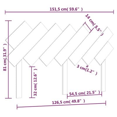 vidaXL Горна табла за легло, 151,5x3x81 см, бор масив