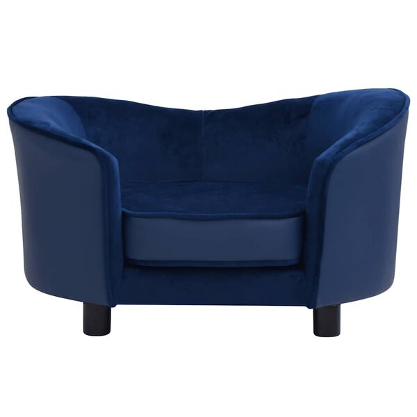 vidaXL Кучешки диван, син, 69x49x40 см, плюш и изкуствена кожа