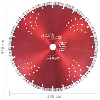 vidaXL Диамантен режещ диск с турбо и отвори, стомана, 350 мм