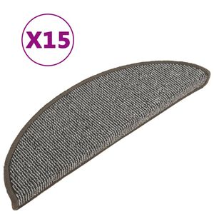 vidaXL Изтривалки за стълби, 15 бр., 56x17x3 см, сиви, полукръгли