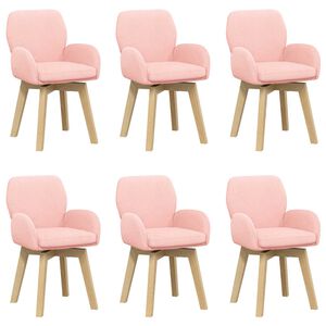 vidaXL Въртящи се трапезни столове 6 pcs Букле Розово 54 x 58 x 87 см