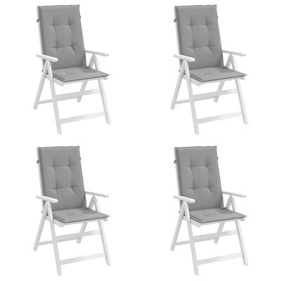 vidaXL Възглавници за стол с облегалка 4 бр сиви 120x50x3 см плат