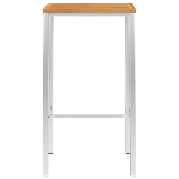 vidaXL Бар комплект, 3 части, тиково дърво масив и неръждаема стомана