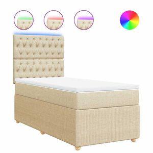 vidaXL Боксспринг легло с матрак, кремава, 80x200 см, плат