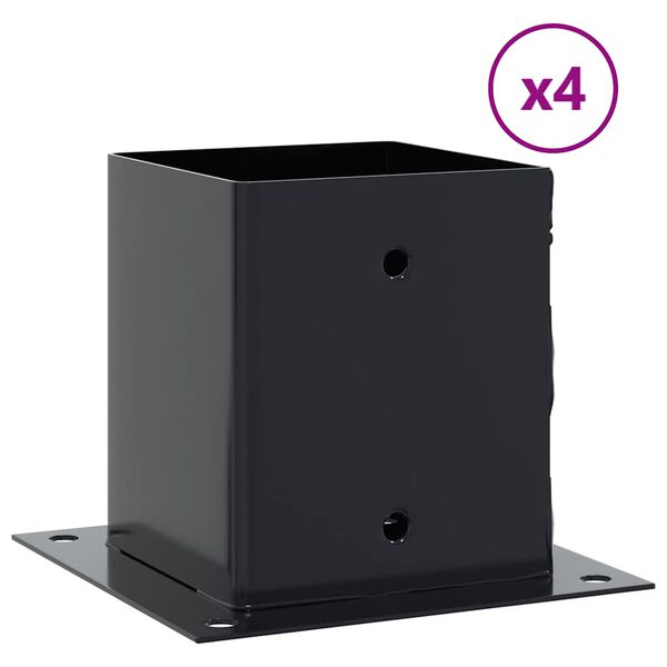 vidaXL Основи за стълбове квадрат 4 бр прахово боядисана стомана