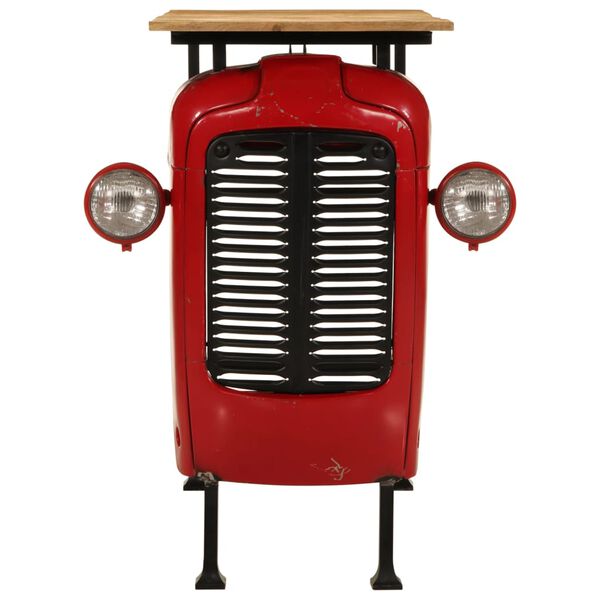 vidaXL Бар маса трактор червен и кафяв 55x120x107 см манго дърво масив