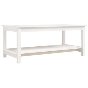 vidaXL Кафе маса, бяла, 110x55x45 см, борово дърво масив
