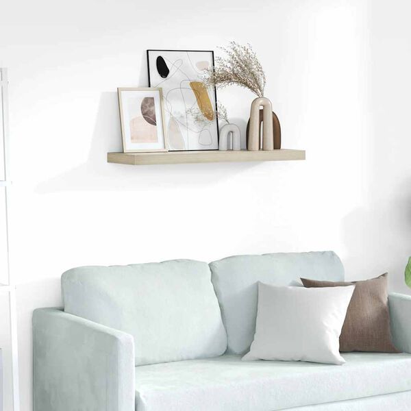 vidaXL Окачен стенен рафт, дъб, 80x23,5x3,8 см, МДФ