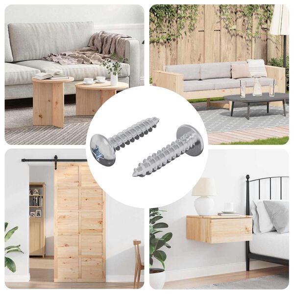 vidaXL Дървени винтове 2 pcs Сребрист M4 x 20 мм Стомана