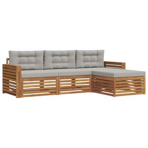 vidaXL Комплект дивани за открито Естествено и светло сиво