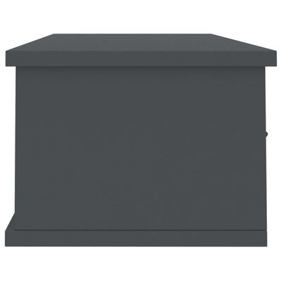 vidaXL Стенен рафт с чекмеджета, сив, 88x26x18,5 см, ПДЧ