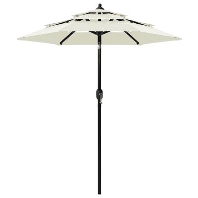 vidaXL Градински чадър на 3 нива с алуминиев прът, пясъчен, 2 м
