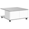 FMD Мобилна кафе маса, 70x70x35,5 см, бетоново сив и бял гланц