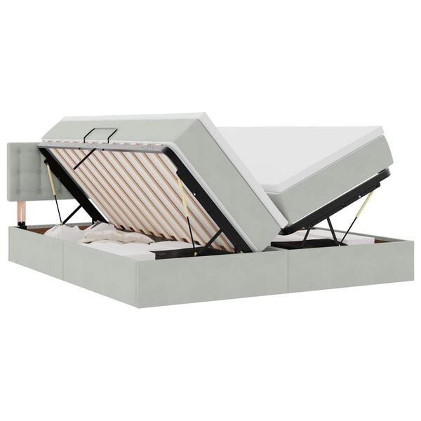 vidaXL Легло С LED лентисти светлини Светлосиво 180 x 200 cm Кадифе