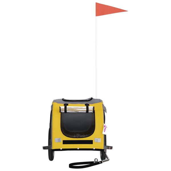 vidaXL Ремарке за колело за любимци жълт и сив Оксфорд плат и желязо