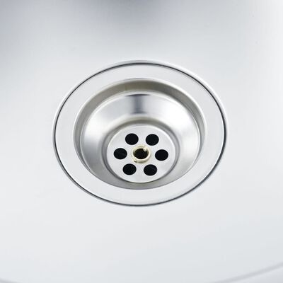 vidaXL Кухненска мивка с две корита, сребриста, 1200x500x155 мм, инокс