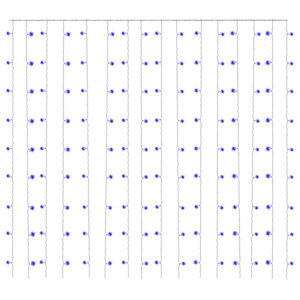 vidaXL LED светеща завеса 3х3 м 300 LED синя 8 режима