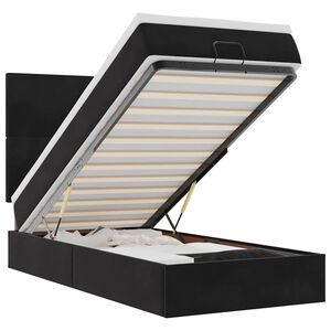 vidaXL Османска легло с матраци и LED, черно, 80x200 см, кадифе