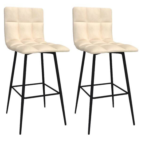 vidaXL Бар табуретки, 2 бр, кремави, кадифе