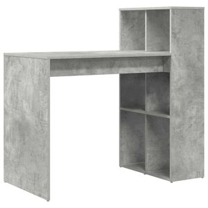 vidaXL Бюро Циментено сиво Инженерна дървесина 108 x 55 x 103.5 см