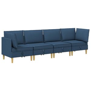 vidaXL Модулен диван комплект със съхранение 4 pcs Синьо Текстил
