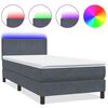 vidaXL Боксспринг легло с матрак и LED, тъмносиво, 100x210 см, кадифе