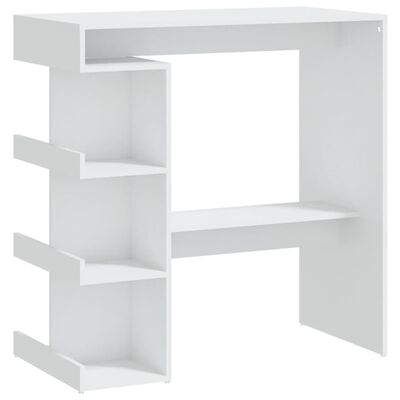vidaXL Бар маса с шкаф за съхранение, бяла, 100x50x101,5 см, ПДЧ