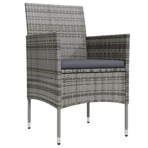 vidaXL Градински трапезен комплект с възглавници 5 части, сиво и черно