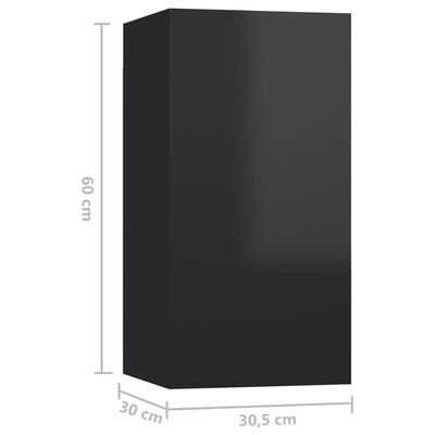 vidaXL ТВ шкаф, черен гланц, 30,5x30x60 см, ПДЧ