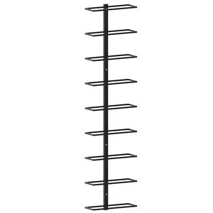 vidaXL Стойка за вино за 9 бутилки, стенен монтаж, черна, желязо