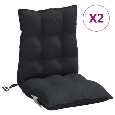 vidaXL Възглавници за стол ниска облегалка 2 бр черни Оксфорд плат