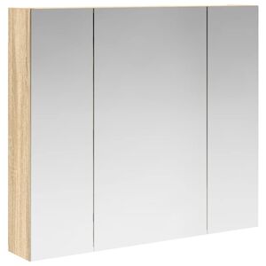 vidaXL Шкаф с огледало за баня Сонома дъб 80 x 14.5 x 70 см