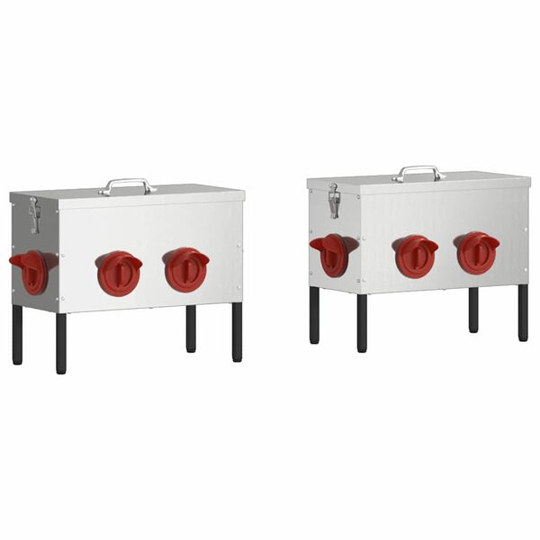 vidaXL Кокошарник 2 pcs Сребрист 41,5 x 20,5 x 33 см