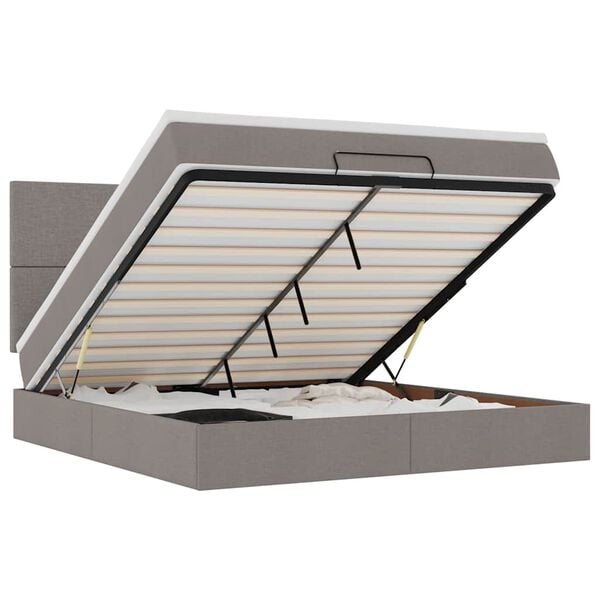 vidaXL Османска легло с матрак, таупе, 160x200 см, плат