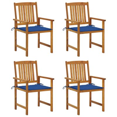 vidaXL Градински столове с възглавници, 4 бр, акациево дърво масив