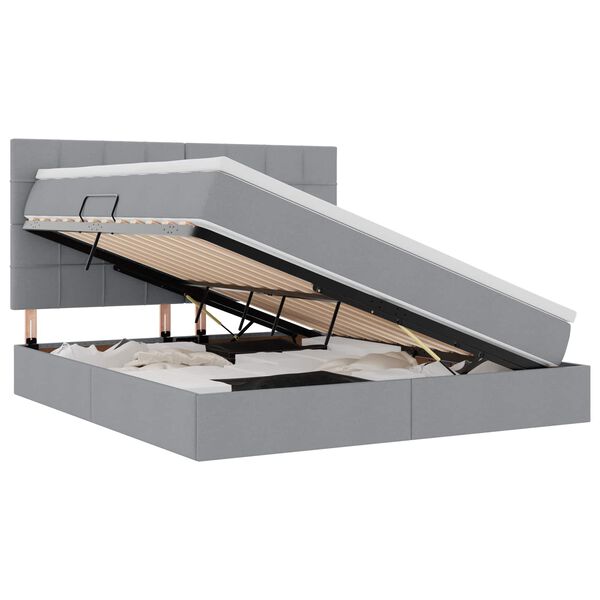 vidaXL Легло с място за съхранение и матрак Светлосиво 180 x 200 cm