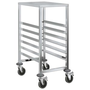vidaXL Количка за тави с 6 GN контейнера, 39x55x87 см, неръждаема стомана